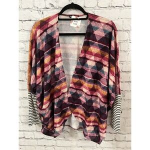 Womans Hemish‎ USA Cali Rose S Floral Long Sleeve Open Front Waterfall Cardigan